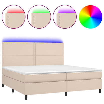 Boxspringbett mit Matratze & LED Cappuccino-Braun 200x200cm