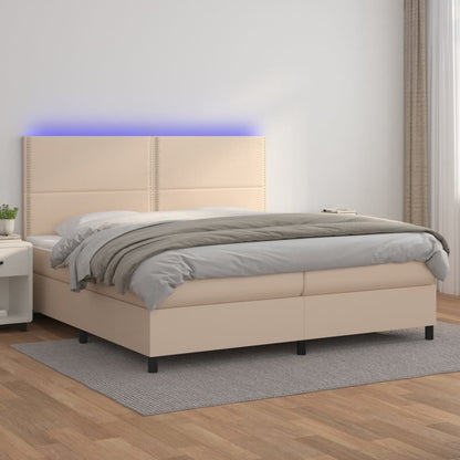 Boxspringbett mit Matratze & LED Cappuccino-Braun 200x200cm