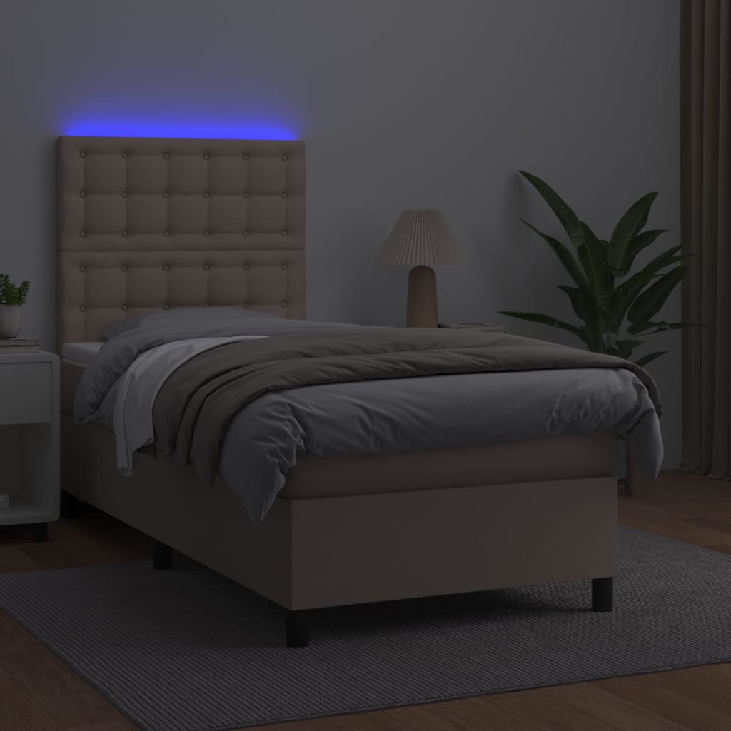 Boxspringbett mit Matratze & LED Cappuccino-Braun 90x200cm