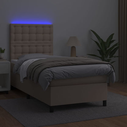 Boxspringbett mit Matratze & LED Cappuccino-Braun 90x200cm