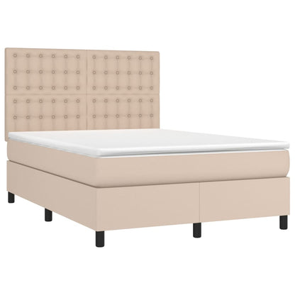 Boxspringbett mit Matratze & LED Cappuccino-Braun 140x200cm