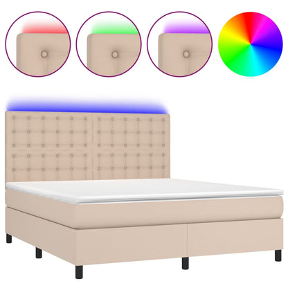 Boxspringbett mit Matratze & LED Cappuccino-Braun 160x200cm