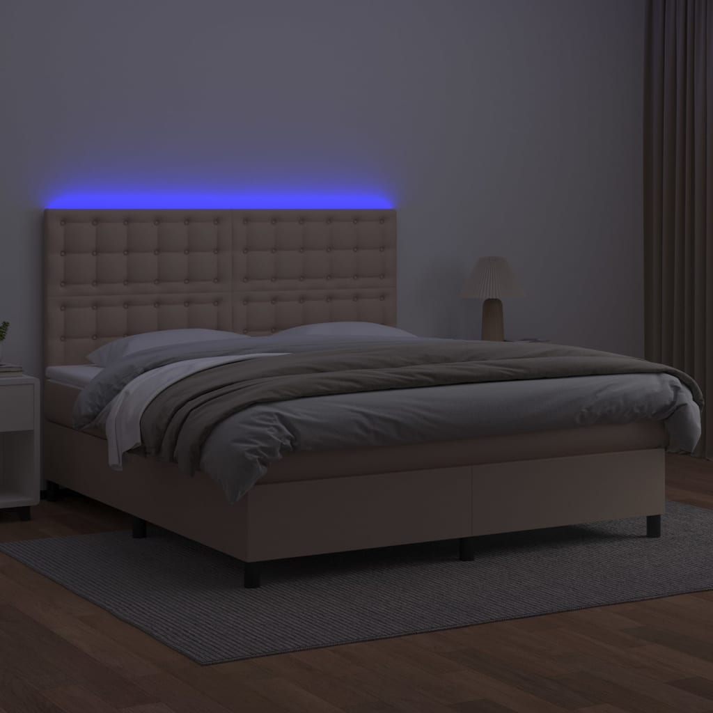 Boxspringbett mit Matratze & LED Cappuccino-Braun 160x200cm