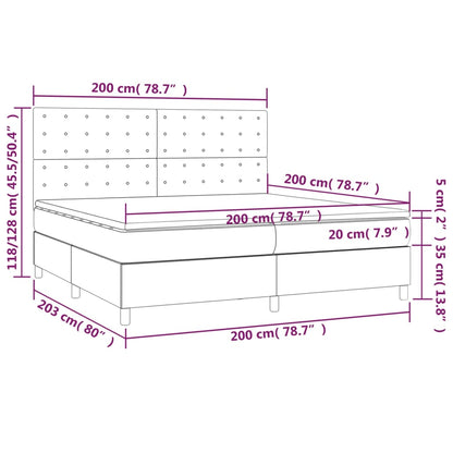 Boxspringbett mit Matratze & LED Weiß 200x200 cm Kunstleder