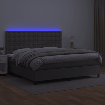 Boxspringbett mit Matratze & LED Grau 200x200 cm Kunstleder