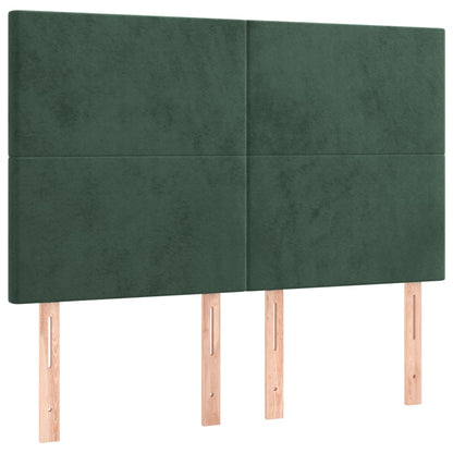 Box spring bed with mattress &amp; LED dark green 140x200 cm velvet