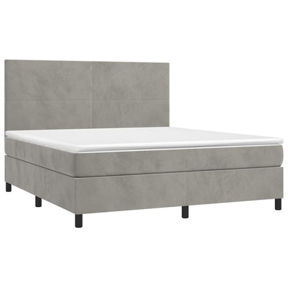 Boxspringbett mit Matratze & LED Hellgrau 160x200 cm Samt