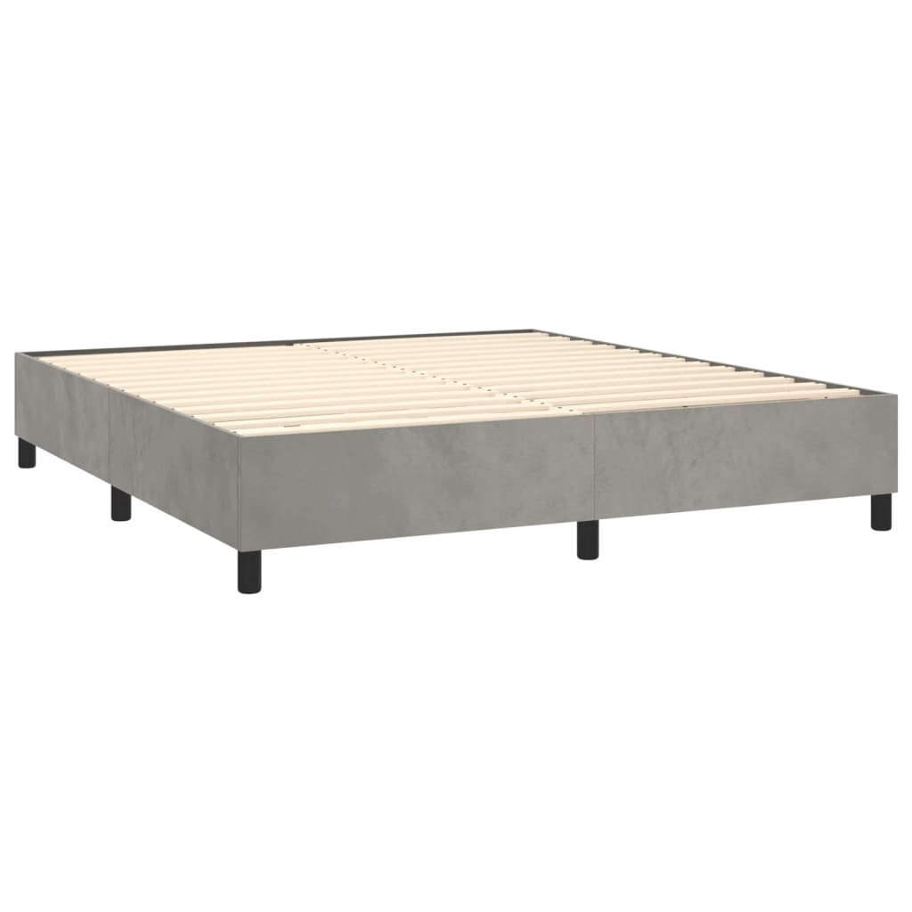 Boxspringbett mit Matratze & LED Hellgrau 180x200 cm Samt