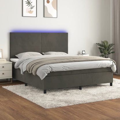 Boxspringbett mit Matratze & LED Dunkelgrau 180x200 cm Samt