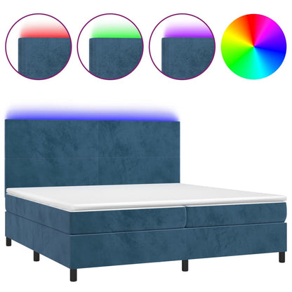 Boxspringbett mit Matratze & LED Dunkelblau 200x200 cm Samt