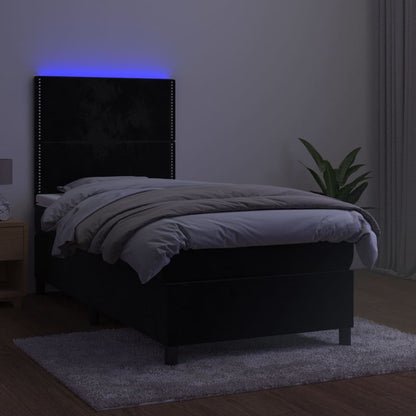 Boxspringbett mit Matratze & LED Schwarz 90x200 cm Samt