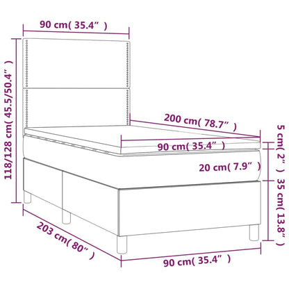 Boxspringbett mit Matratze & LED Rosa 90x200 cm Samt