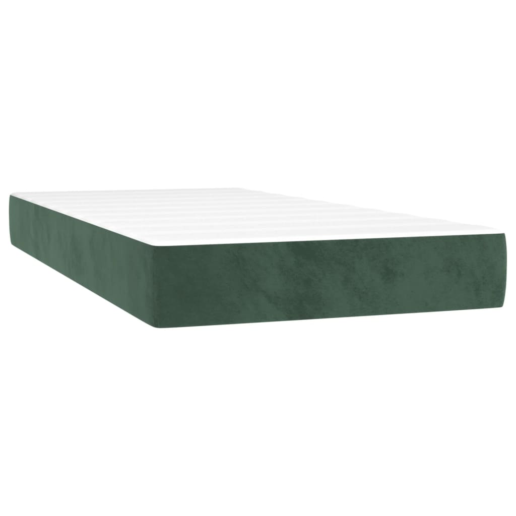 Boxspringbett mit Matratze & LED Dunkelgrün 90x200 cm Samt