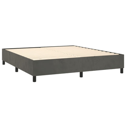 Box spring bed with mattress &amp; LED dark grey 160x200 cm velvet