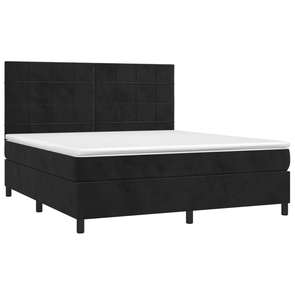 Boxspringbett mit Matratze & LED Schwarz 180x200 cm Samt