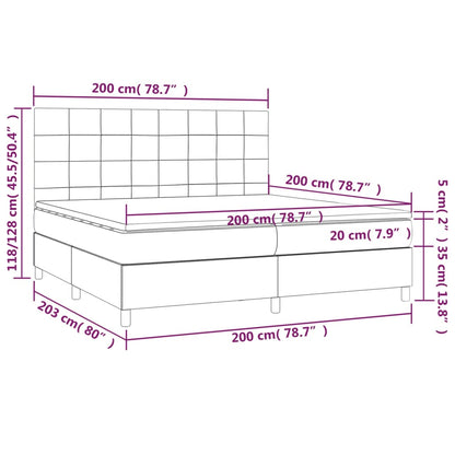 Boxspringbett mit Matratze & LED Hellgrau 200x200 cm Samt