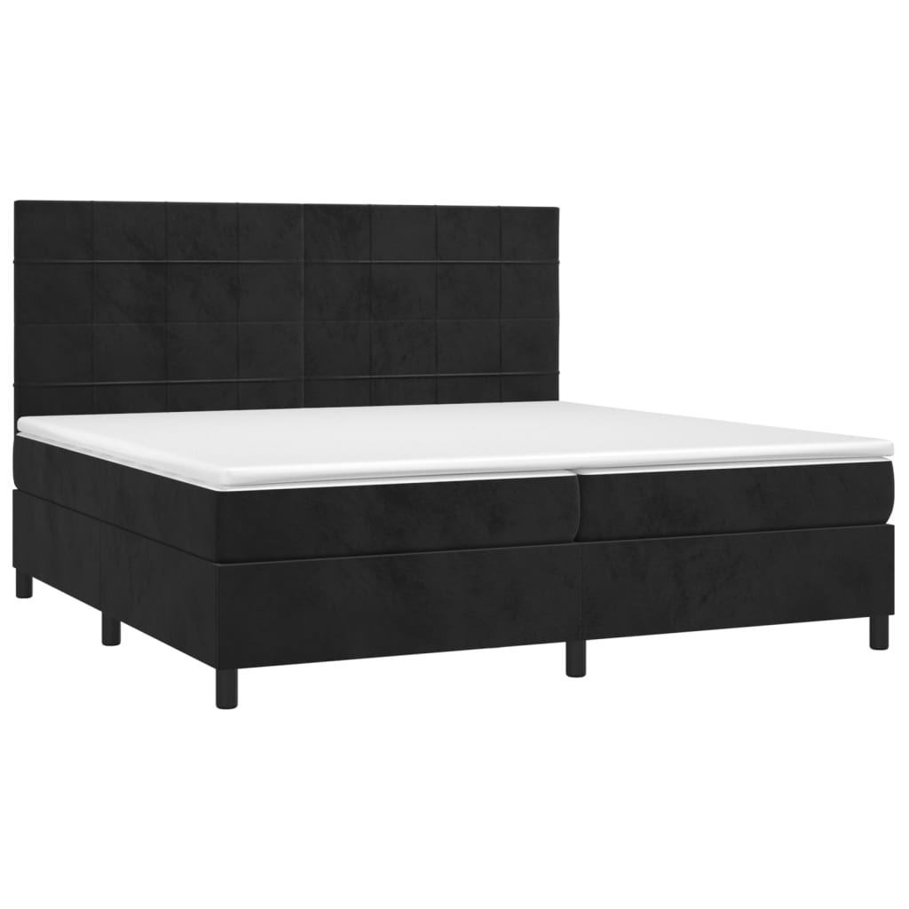 Boxspringbett mit Matratze & LED Schwarz 200x200 cm Samt