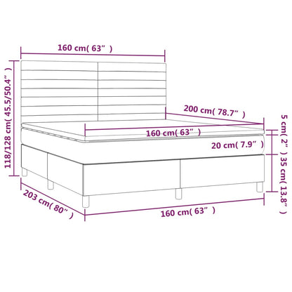 Boxspringbett mit Matratze & LED Dunkelgrün 160x200 cm Samt