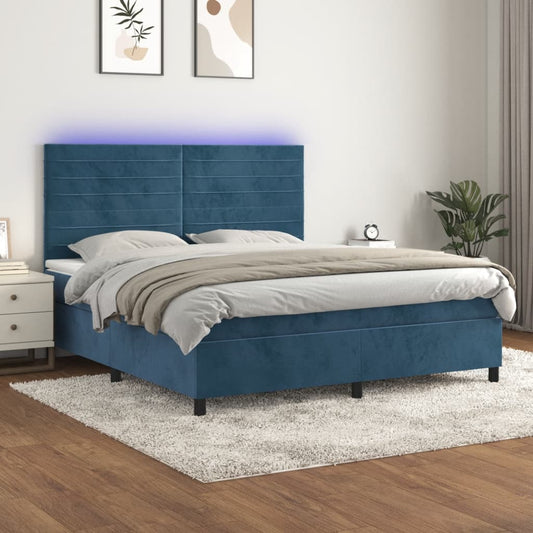 Boxspringbett mit Matratze & LED Dunkelblau 160x200 cm Samt