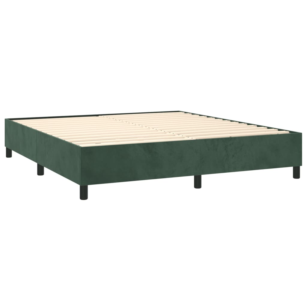 Boxspringbett mit Matratze & LED Dunkelgrün 180x200 cm Samt