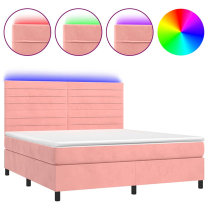 Boxspringbett mit Matratze & LED Rosa 180x200 cm Samt