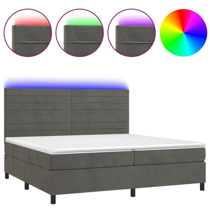 Boxspringbett mit Matratze & LED Dunkelgrau 200x200 cm Samt