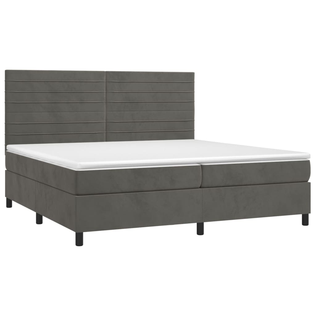 Boxspringbett mit Matratze & LED Dunkelgrau 200x200 cm Samt