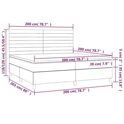 Boxspringbett mit Matratze & LED Dunkelgrün 200x200 cm Samt