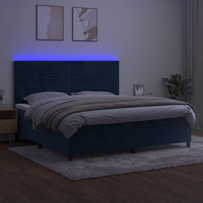 Boxspringbett mit Matratze & LED Dunkelblau 200x200 cm Samt