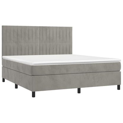 Boxspringbett mit Matratze & LED Hellgrau 160x200 cm Samt