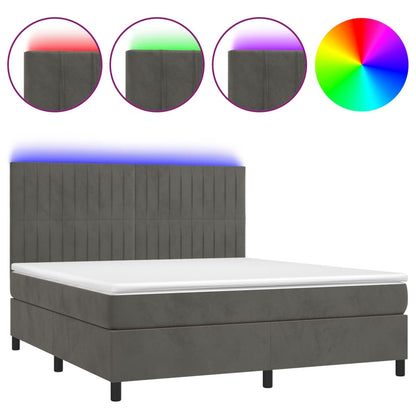 Boxspringbett mit Matratze & LED Dunkelgrau 180x200 cm Samt