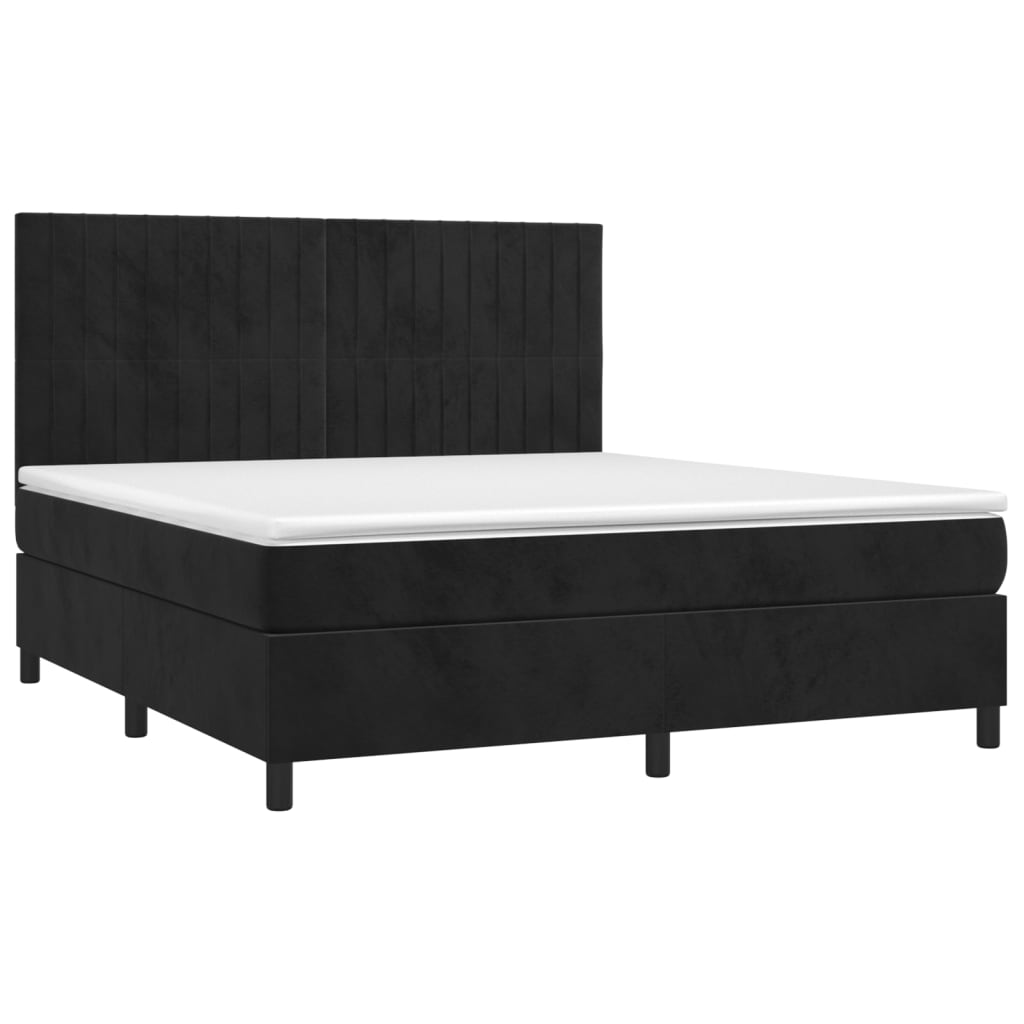 Boxspringbett mit Matratze & LED Schwarz 180x200 cm Samt