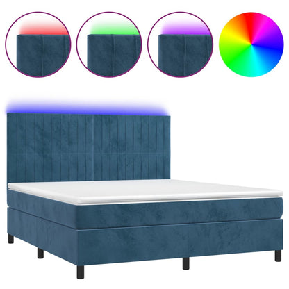 Boxspringbett mit Matratze & LED Dunkelblau 180x200 cm Samt