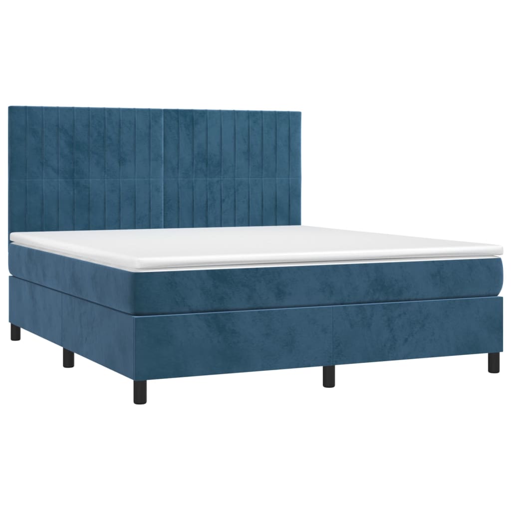 Boxspringbett mit Matratze & LED Dunkelblau 180x200 cm Samt