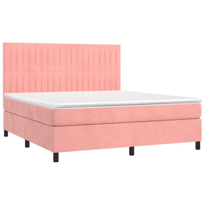 Boxspringbett mit Matratze & LED Rosa 180x200 cm Samt