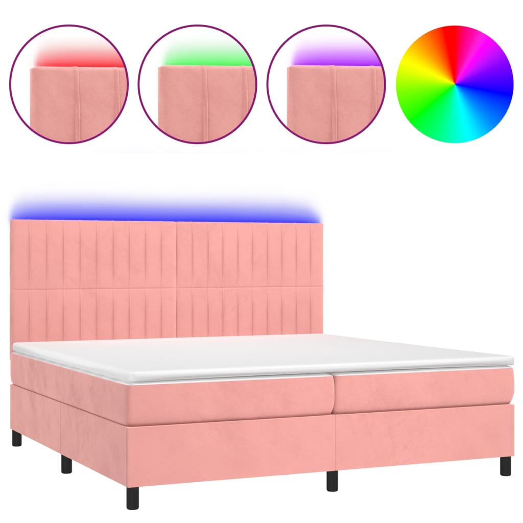 Boxspringbett mit Matratze & LED Rosa 200x200 cm Samt