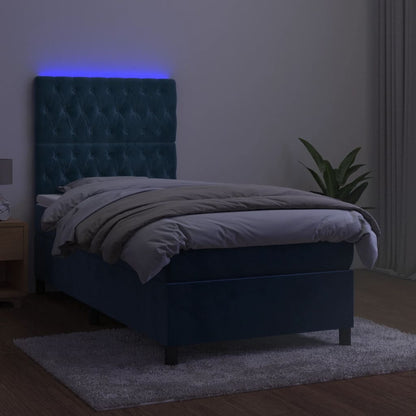 Boxspringbett mit Matratze & LED Dunkelblau 90x200 cm Samt