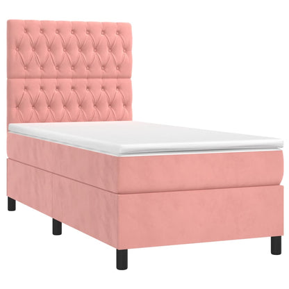 Boxspringbett mit Matratze & LED Rosa 90x200 cm Samt