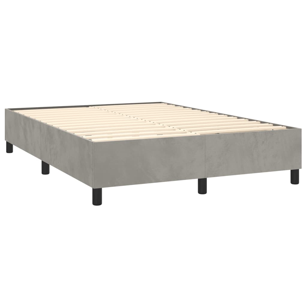 Boxspringbett mit Matratze & LED Hellgrau 140x200 cm Samt