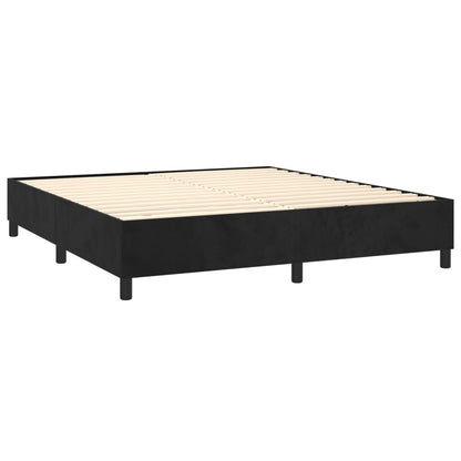 Box spring bed with mattress &amp; LED black 160x200 cm velvet