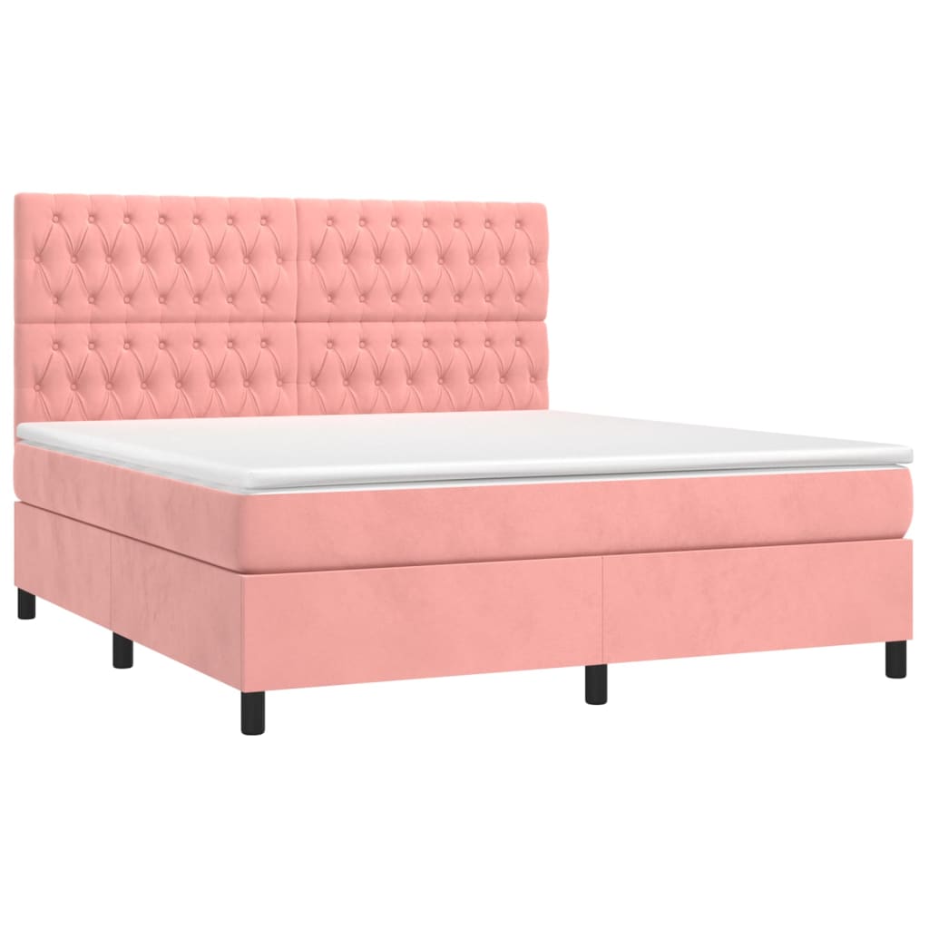 Boxspringbett mit Matratze & LED Rosa 180x200 cm Samt