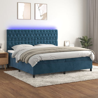 Boxspringbett mit Matratze & LED Dunkelblau 200x200 cm Samt