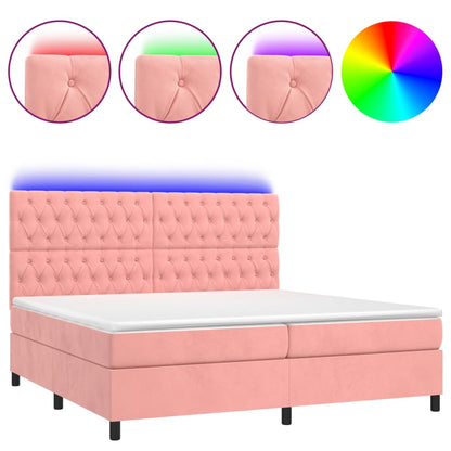 Boxspringbett mit Matratze & LED Rosa 200x200 cm Samt