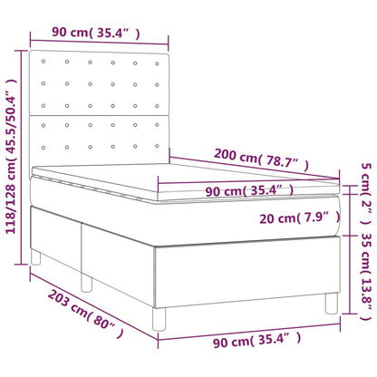 Boxspringbett mit Matratze & LED Schwarz 90x200 cm Samt