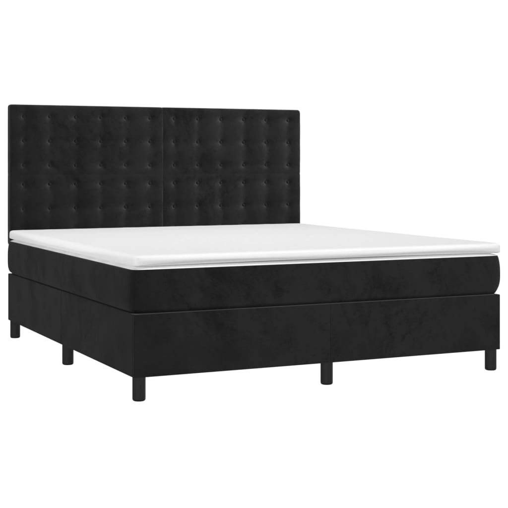 Boxspringbett mit Matratze & LED Schwarz 160x200 cm Samt