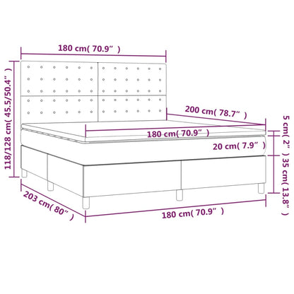 Boxspringbett mit Matratze & LED Schwarz 180x200 cm Samt