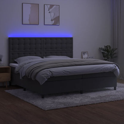 Boxspringbett mit Matratze & LED Dunkelgrau 200x200 cm Samt