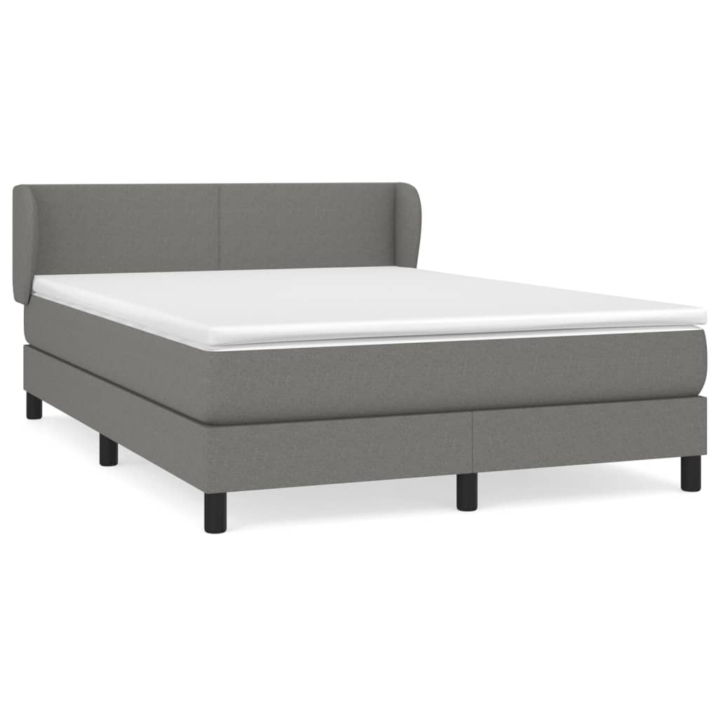 Box spring bed with mattress dark grey 140x200 cm fabric