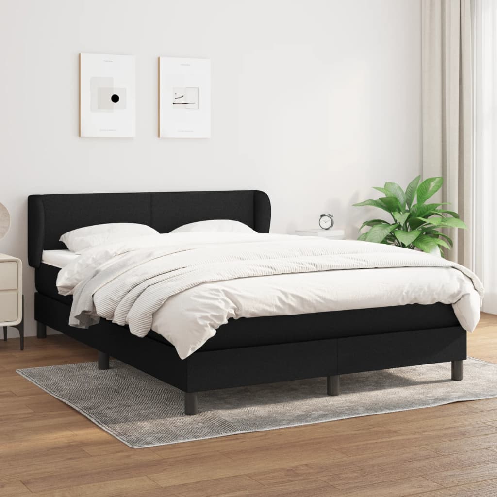 Boxspringbett mit Matratze Schwarz 140x200 cm Stoff