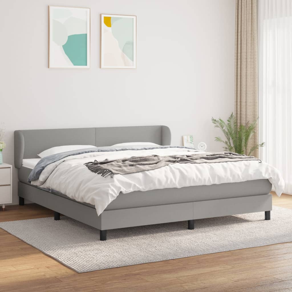 Box spring krevet s madracem svijetlo siva tkanina 160x200 cm